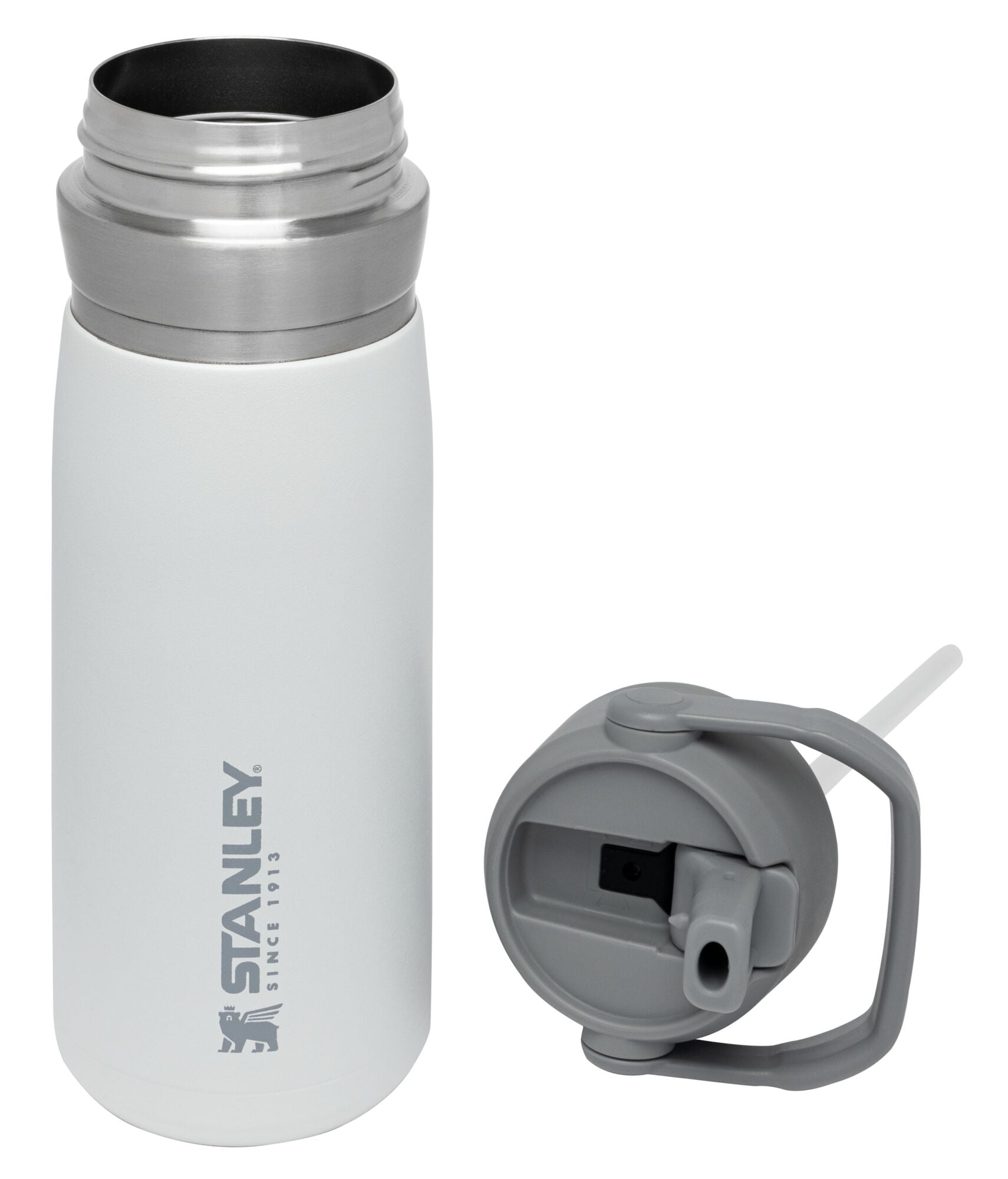 STANLEY 22 oz Lagoon Blue and Gray Insulated Stainless Steel Water Bottle  with Straw and Flip-Top Lid