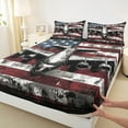 thumbnail image 3 of Castle Fairy USA Flag 3pcs Twin Sheet Sets,Jet Twin Fitted Sheet,Abstract Vintage Breathable Flat Sheet,Breathable Plane Home Decor, 3 of 7