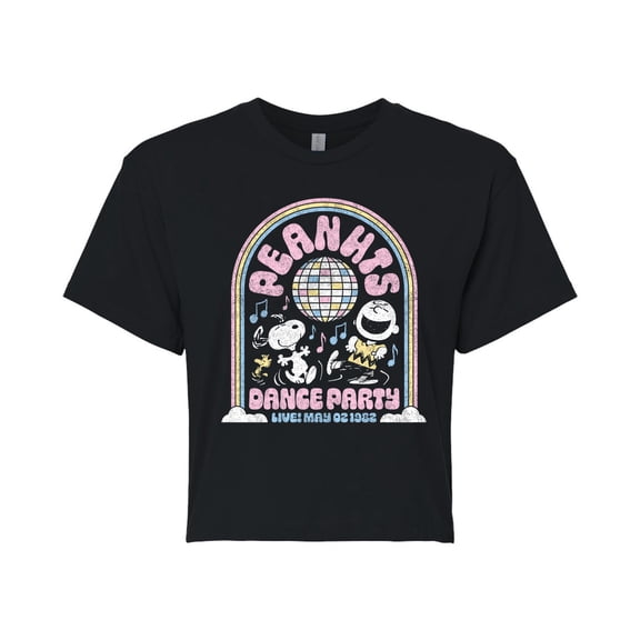 Peanuts - Peanuts Dance Party - Juniors Cropped Cotton Blend T-Shirt