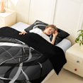 thumbnail image 3 of Homewish Gray Spiral Swirl Twin Comforter Sets,Classic Contemporary Bedding Set,Black Reversible,2-Piece,1 Comforter and 1 Pillowcase, 3 of 7