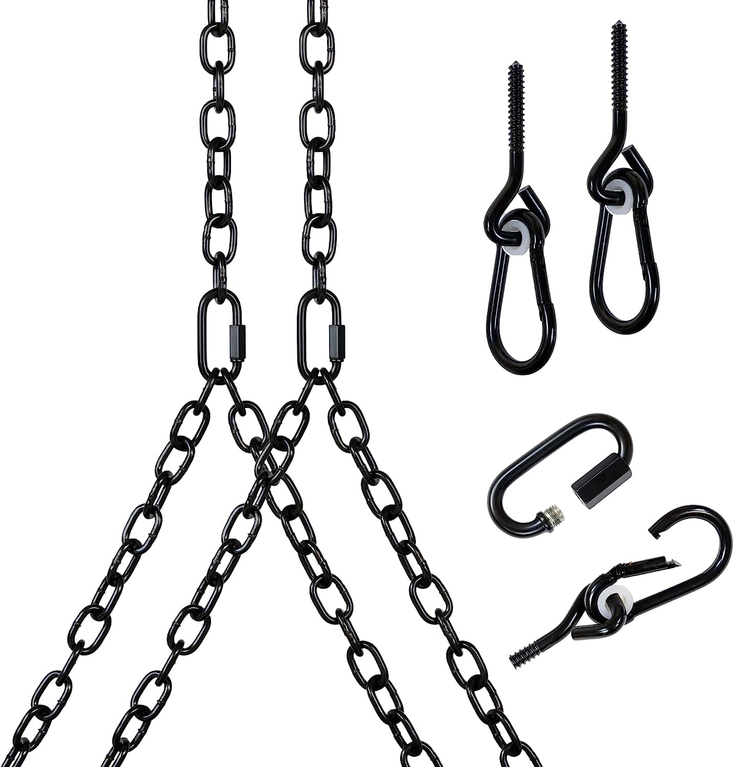 Heavy Duty 700 Lb Porch Swing Black Hanging Chain Kit (8 Foot Ceiling)