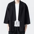 thumbnail image 2 of RUTAYY Men's Shirts Spring Autumn Casual Cardigan Sunscreen Shirt Solid Color Long Sleeve Comfortable Breathable Elegant Holiday Blouse, 2 of 5