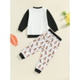 thumbnail image 3 of FEORJGP Little Boy 2 Pcs Football Outfits 6M 12M 18M 2T 3T 4T Toddler Baby Long Sleeve Sweatshirts Contrast Color Pullovers Round Neck Tops and Pants sual Comfy Daily Clothes for Spring Fall, 3 of 8