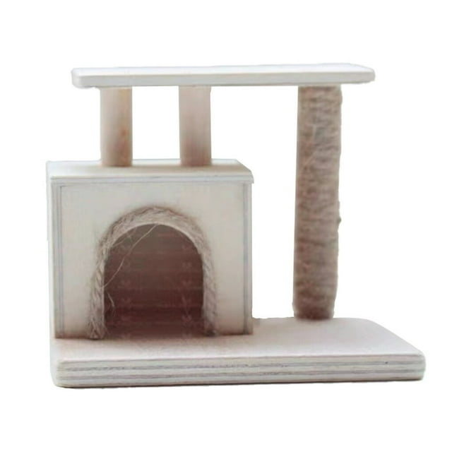 Mini House Cat Tower Creative Small Mini Cat Climbing Frame Dolly House Decor Cat Tree for Household Kindergarten Children