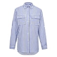 thumbnail image 3 of Women's Striped Button-Down Shirts Long Sleeve Blouses Casual Tops with Pockets, 3 of 6