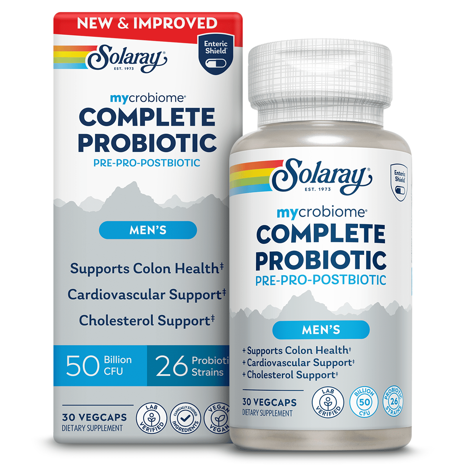 SOLARAY Mycrobiome Complete Probiotics Men's Formula, 30 VegCaps