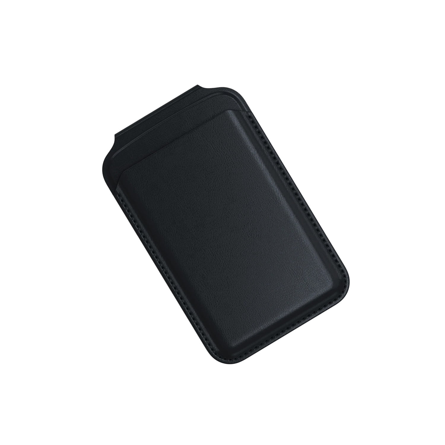 Leather Magnetic Card Wallet Holder with Built-In Stand - Black