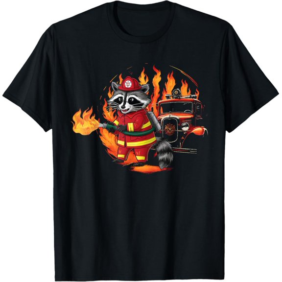 Sam Soft Firefighter Fire Department Fireman Trash Panda T-Shirt Full Size S-5XL