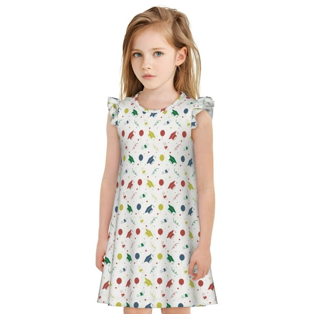 Fotbe Happy Graduation Vestido de Dormir para Niñas de 3 a 10 Años, Mangas Cortas, Estilo Princesa, Pijama Camisón con Mangas Voladas-XX-Large