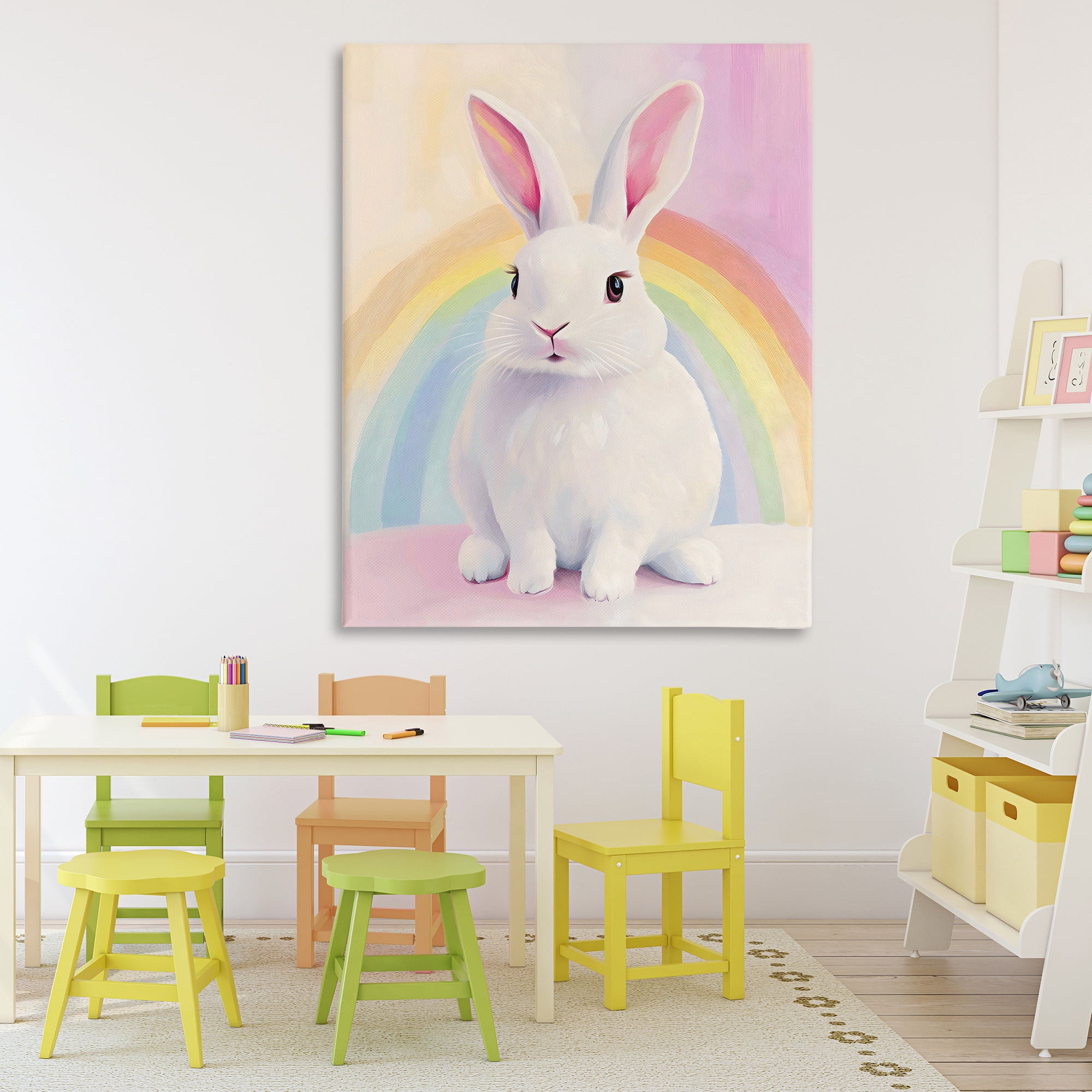 Stupell Industries Rainbow Bunny in Pastel Hues Canvas Wall Art, design by The Prints Vibe