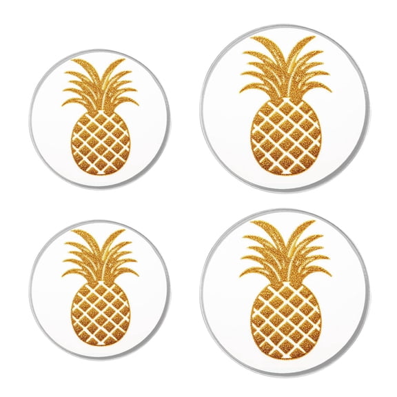 Round Stove Burner Covers 4 Pcs for Home Decor Cooktop Decorative ,Gold Pineapple Fruit White Summer creative pattern, Metal Round Stove Burner Covers 8Inch And 10Inch