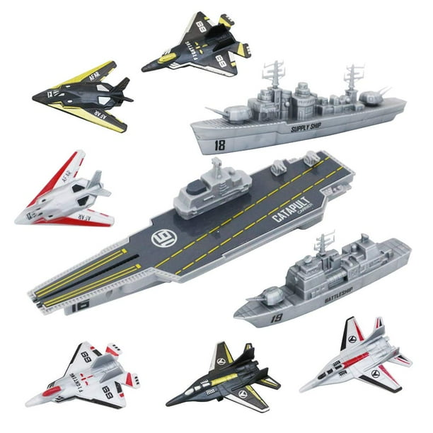 Set de juego de juguete DeAO, buque naval militar, portaaviones con aviones