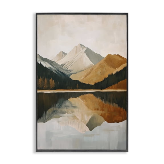 Stupell Industries Rustic Lodge Terracotta Reflection Abstract Mountains Black Framed Giclee Art, 12 x 18, by Petals Prints Design
