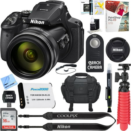 Nikon COOLPIX P900 16MP 83x Super Zoom 4k Wi-Fi GPS Digital Camera + 16GB Memory & Accessory