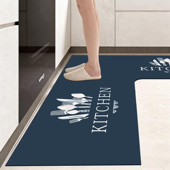 Upgraded Kitchen Rug Living Room Carpet Floor Kitchen Mats L Corner Carpet Mats Kitchen Absorbent Non Slide Mats Machines Wash Kitchen Carpet For Kitchen Cooking Dark D