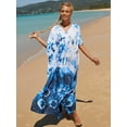 thumbnail image 5 of EDOLYNSA Boho Print 2024 Sexy V Neck Bat Sleeve Casual Beach Long Dress Women Summer Swimsuit Coverup Relaxed Vacation Party Dresses, 5 of 7