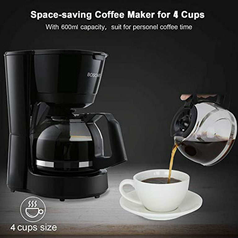  BOSCARE Coffee Maker with Reusable Filter,Small Drip Coffeemaker  Compact Coffee Pot Brewer Machine (5 Cup): Home & Kitchen