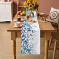 thumbnail image 2 of Blue Leaves Table Runner - 108 Inch Long Summer Botanical Cotton and Linen Blended Dress Scarves Farmhouse Table Runner for Kitchen Dining, Coffee Table, 13" x 108", 2 of 8