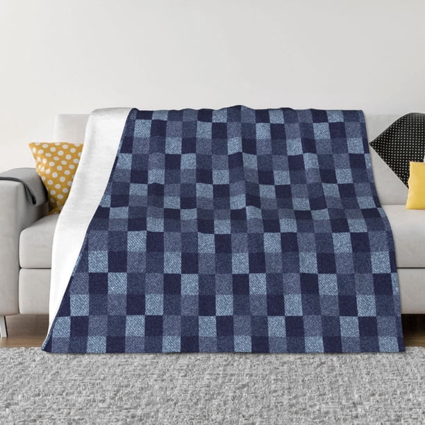 Balery Blue Gingham Buffalo Check Manta de Franela con Dibujo, Lujo Ultra Suave y Cálido, Antipelusa y Resistente a las Arrugas para Cama, Sofá, Camping -40"x30"