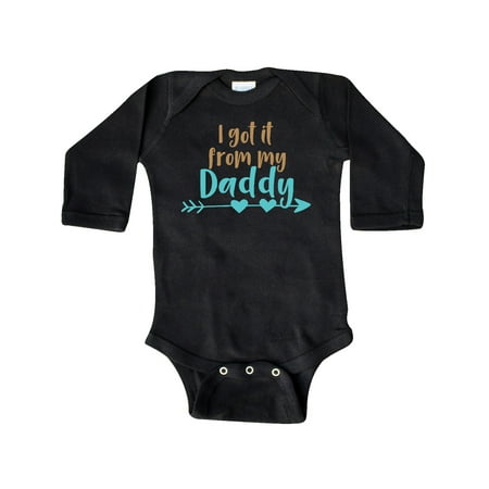

Inktastic I Got It From My Daddy Arrow Hearts - Blue Brown Gift Baby Boy or Baby Girl Long Sleeve Bodysuit