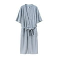 thumbnail image 4 of PMVFHDE Womens Solid Color Comfortable Versatile Short Sleeve Long Robe Bathrobe Quick Drying Home Wear&nbsp;Robe For Women Sky Blue，XL, 4 of 4