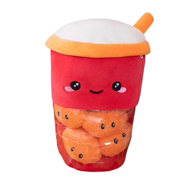 Advancent Cojín de peluche Boba Tea, taza de peluche, muñeca de juguete, taza de té con burbujas, cierre de cremallera extraíble para niñas, Type2 NO2