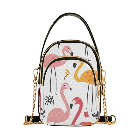 joogoo Women Flamingo Leaves Chain Crossbody Bags Shoulder Handbag Phone Purse
