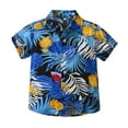 thumbnail image 3 of RTKFRFLM Boys' Hawaiian Aloha Beach Shirt Tropical Floral Print Short Sleeve Collared Top for Kids Fashionable Casual Button Down Holiday Soft Breathable Summer Party Wear Size 5-14, 3 of 5