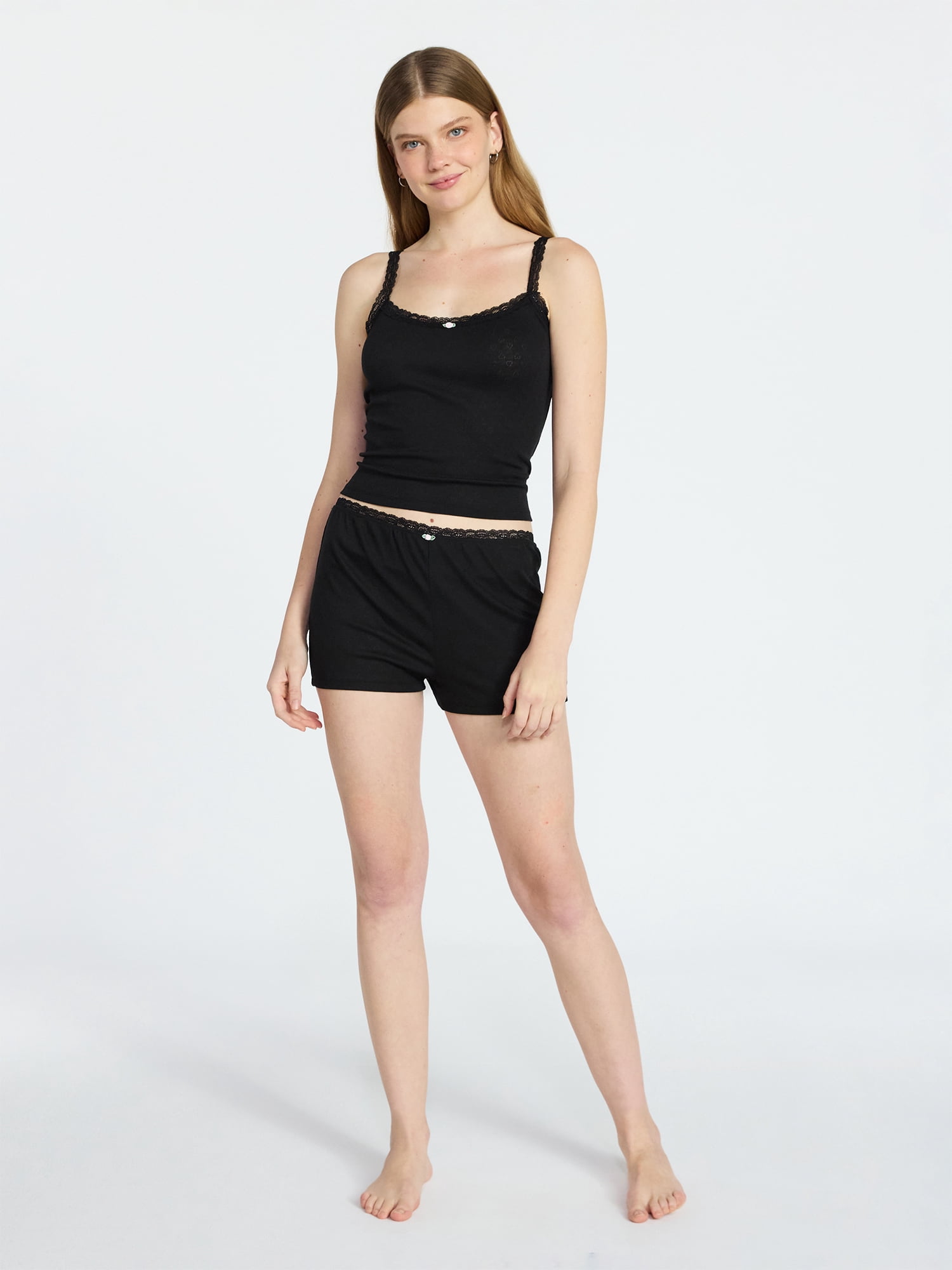 No Boundaries Sleep Top and Shorts Pajama Set, 2-Piece, Women’s XXS-3X