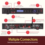 Pyle 5 Channel Rack Mount Bluetooth Receiver, Home Theater Amp, Speaker Amplifier, 200-Watt (Black)