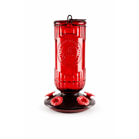 Simple Living Solutions Glass Hummingbird Feeder, 23 oz, 5 Feeding Ports, Ant Moat & Bee Guard, Easy Fill Hanging Feeder for Outdoor Garden & Patio