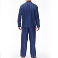 thumbnail image 3 of Mens Satin Pajamas Set Classic Short Sleeve Button-Down Shirt and Long Pants Sleepwear Loungewear 2PC Pjs Sets, 3 of 4