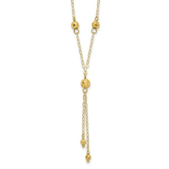 Primal Gold 14 Karat Yellow Gold Bead Lariat with 2 Inch Extension Necklace