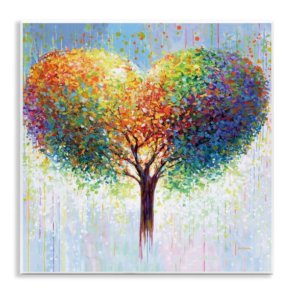 Stupell Industries Bold Hued Heart Tree Landscape & Nature Painting Unframed Art Print Wall Art, 12 x 12