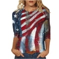 thumbnail image 2 of Cavosen Red White and Blue Clothes for Women Patriotic 3/4 Sleeve Crew Neck Tops American Flag Print T Shirts Lady XL Independence Day Casual Tops 4th of July Tunic Tees Patriotic Clothes, 2 of 5