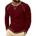 thumbnail image 2 of Cmfcve Men's Crew Neck Raglan Long Sleeve Tops Casual Loose Fit Athletic T-Shirt Fall Workout Running Pullover Shirts, 2 of 7