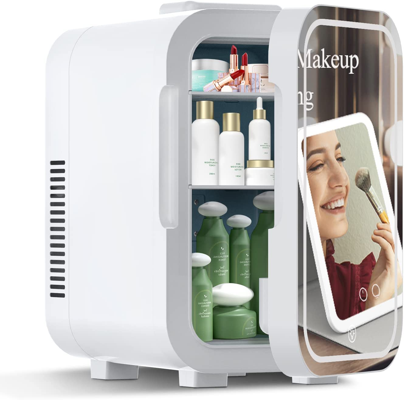 COOSEON LED Mirrored Beauty Fridge,7 Liter Mini Fridge Portable