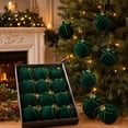 thumbnail image 7 of 12Pcs Flocked Bow Dark Green Christmas Ball Ornaments 2.36 in Shatterproof Velvet Tree Hanging Pendants Set for home Decor, 7 of 7