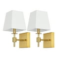 thumbnail image 4 of SAFAVIEH Clauren LED Brass Gold Iron Wall Sconce with White Cotton Shade, Set of 2, 4 of 10