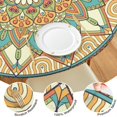 thumbnail image 7 of 44in Round Tablecloth with Elastic Edge, Waterproof Fitted Table Cover for 36-44" Tables, Floral Theme Polyester Reusable Table Cloths Wipe Clean for Picnic, Dining, Outdoor Use and Party Decor, 7 of 7
