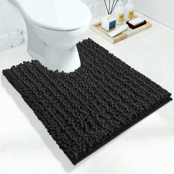 Alfombrilla de baño Yimobra Luxury Shaggy, color negro