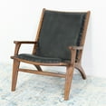 thumbnail image 4 of Chaise Longue en Cuir Véritable Margot Mid-Century Tigt Back en Noir, 4 of 7