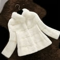 thumbnail image 2 of Herrnalise Women's Faux Fur Coat Shearling Fluffy Fuzzy Shaggy Hood Sherpa-Lined Fleece Jacket White,XXL, 2 of 5