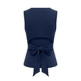 thumbnail image 4 of Womens Lined Sleeveless Tank Tops Women's Bow Tie Open Back Tank Top Sleeveless Boat Neck Cut Out Crop Tops(Navy,XXL), 4 of 4