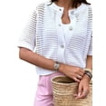 thumbnail image 2 of Women's Hollow Out Short Sleeve Knit Cardigan White S, 2 of 8