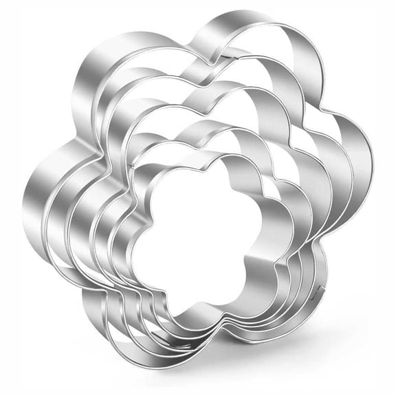 Flower Cookie Cutters Set of 5 – Stainless Steel Sandwich Cutters & Biscuit Molds  – Sturdy for Cookies, Sandwiches, Cake, Fruit