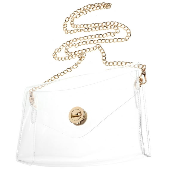 HEMOTON Clear Crossbody Bag Clear Shoulder Purse Chain Bag Women Clear Purse for Travel