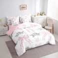 thumbnail image 3 of jejeloiu Retro Bow Ribbon 7-Piece Twin Bedding Sets,Cartoon Flowers Pattern Bedding Comforter Set,White Pink Gray Sheet Sets For Girl,Microfiber Bedroom Decor Reversible, 3 of 8