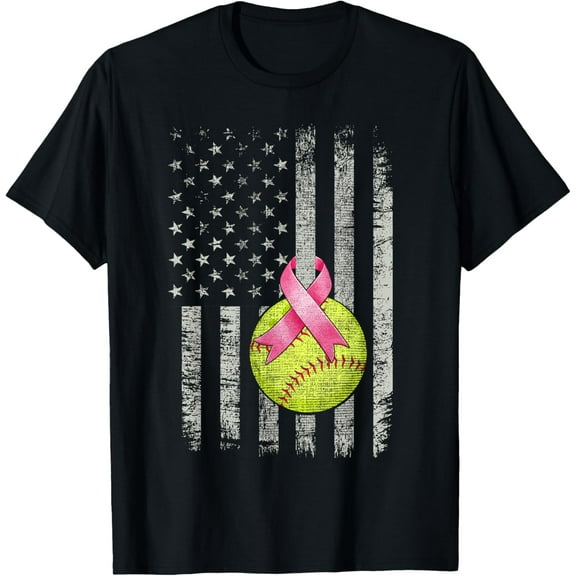 Softball Wear Pink Ribbon Breast Cancer Awareness Month T-Shirt
