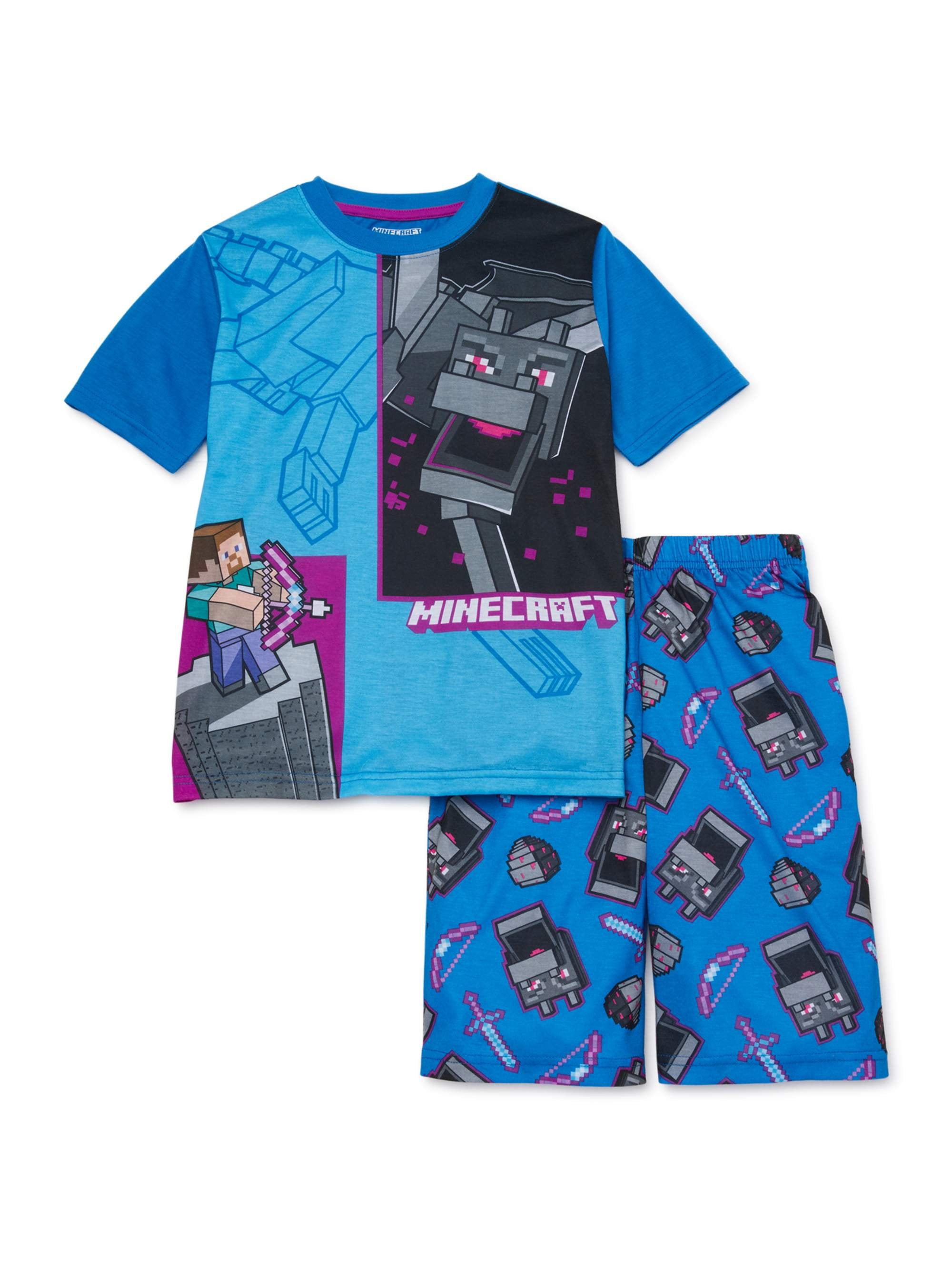 Minecraft Blue Boys Short Pajama Set Large (1012)